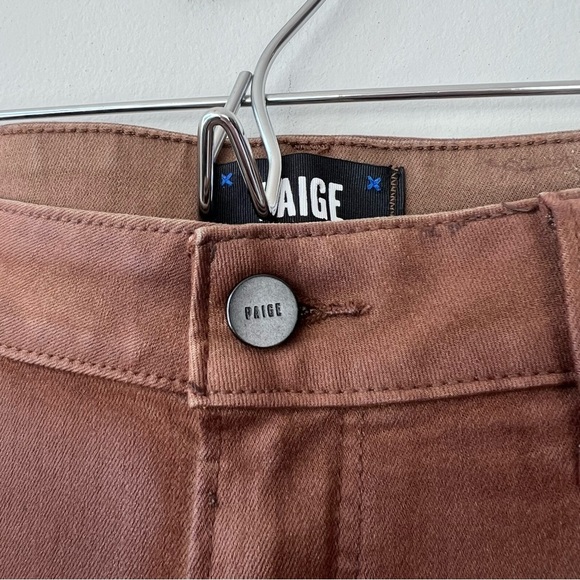 Paige Leenah High Rise Wide Leg Brown Cognac Luxe Coated Jeans - Picture 5 of 11